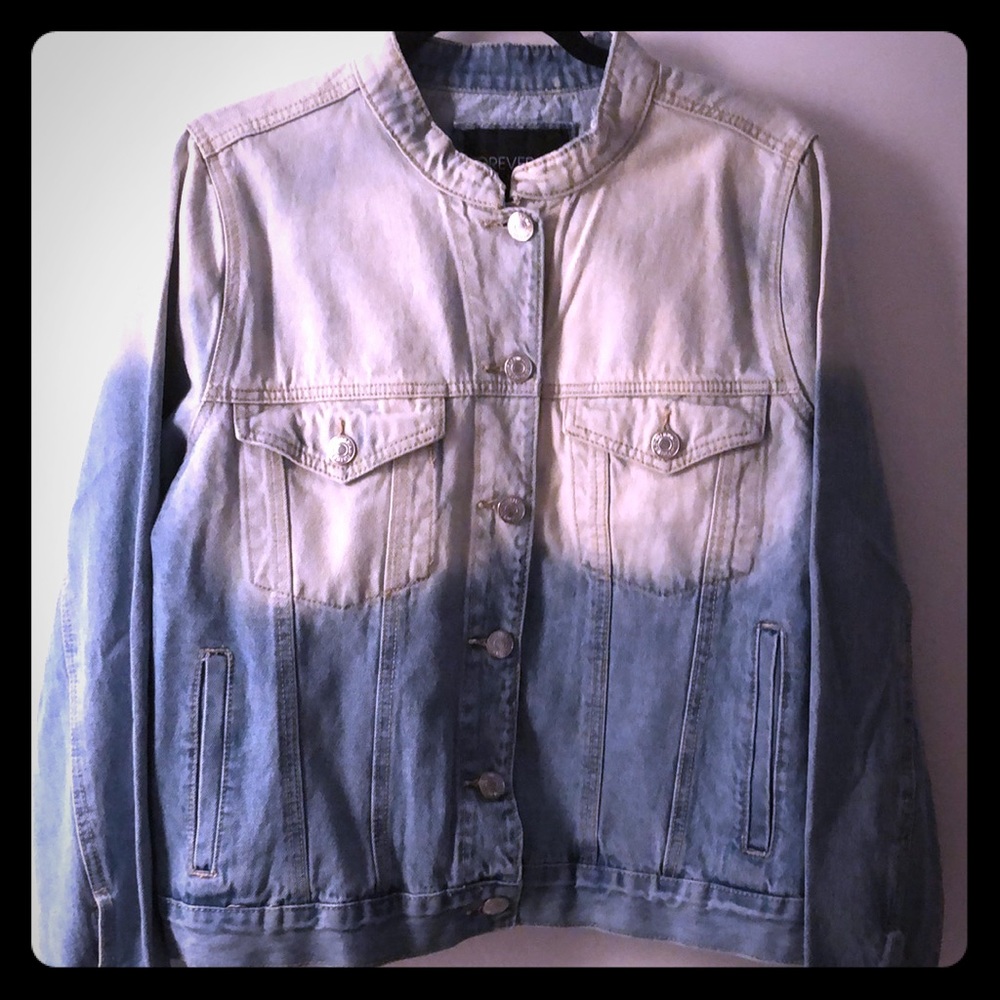 FOREVER21 Mandarin collar ombré denim jacket - 1X